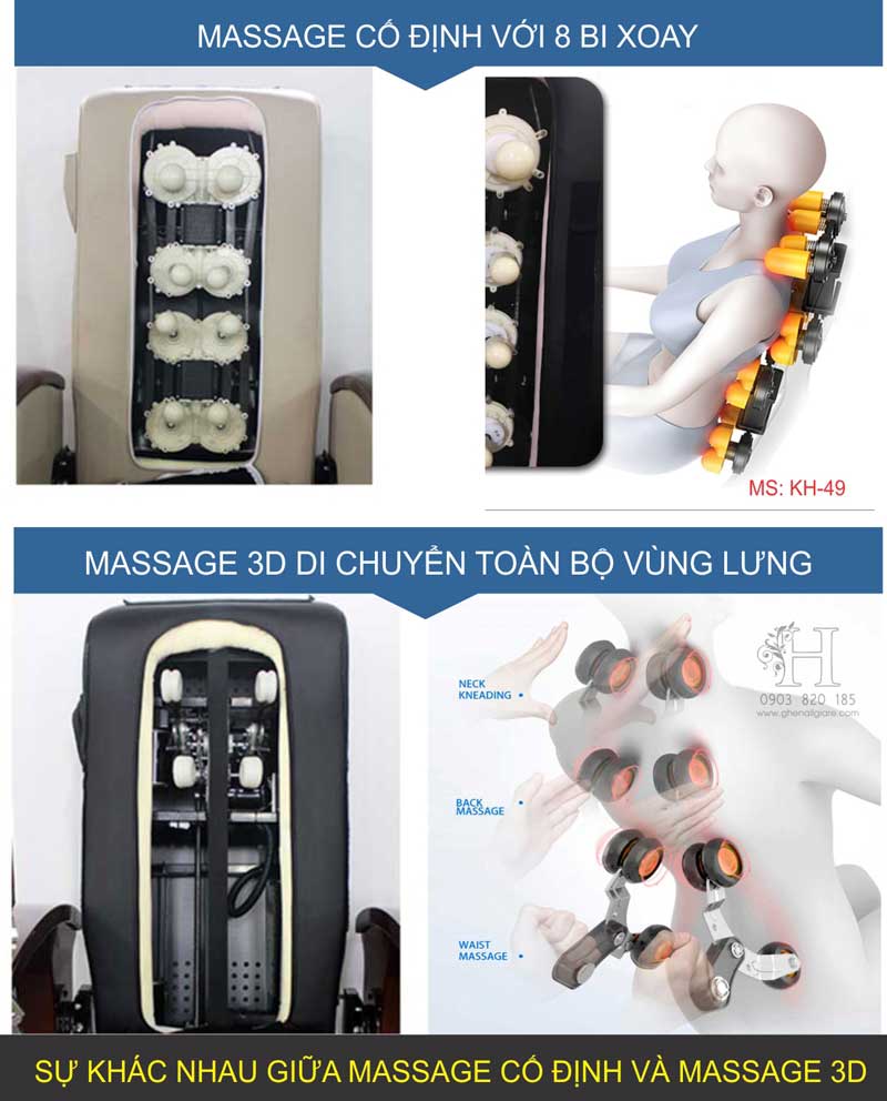 sự khác nhau của ghế nail massage