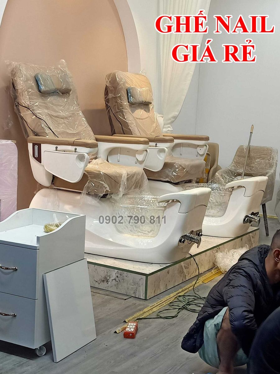 Ghế Nail chậu thủy tinh đẹp 
