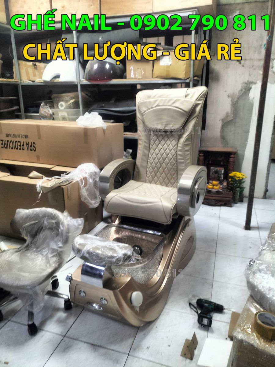 Mẫu Ghế Nail Pedicure với gam màu đồng đẹp 