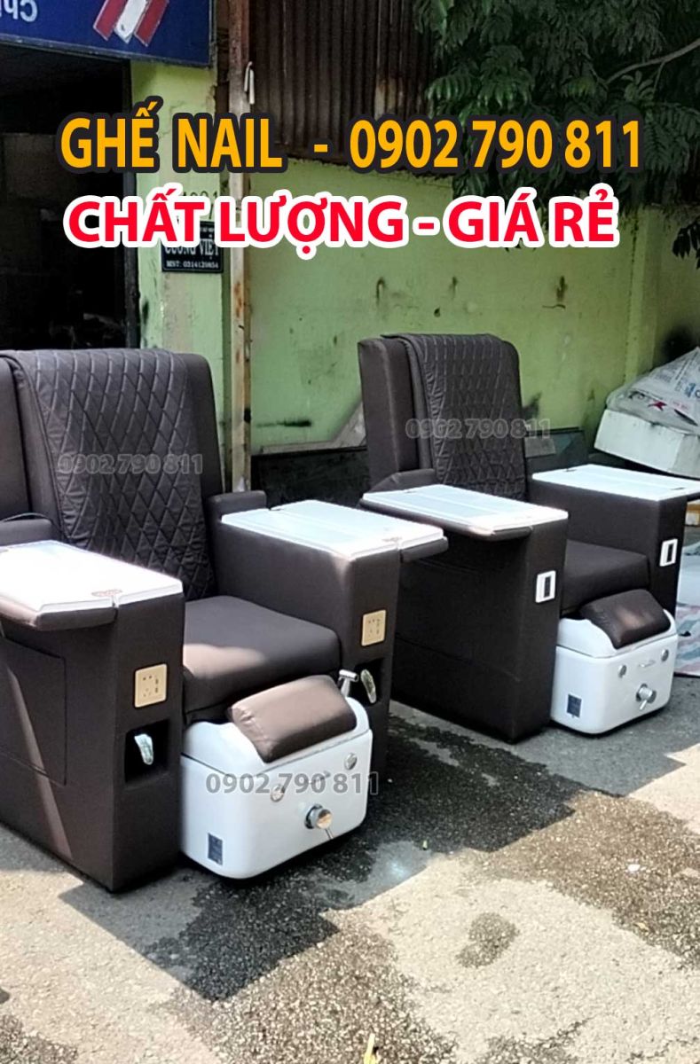 Ghế Nail chậu kéo có chậu ngâm tay 