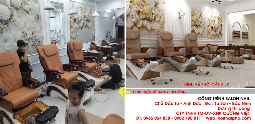Ghế Nail Pedicure lắp đặt theo thiết kế 