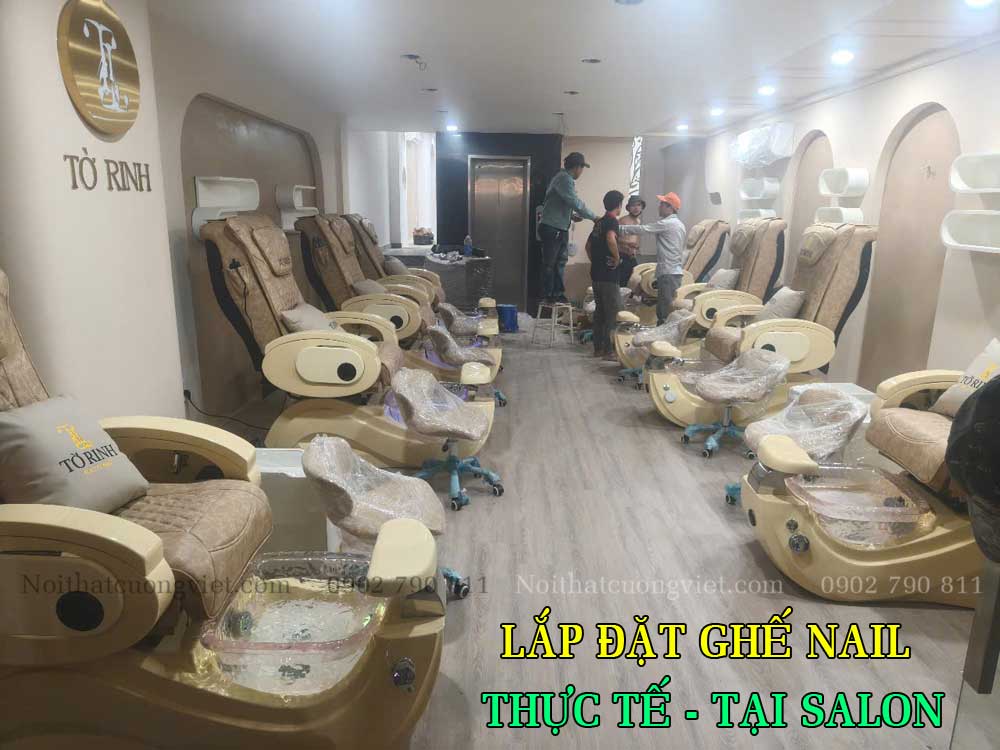 lắp đăt ghế nail Pedicure thưc tê tại công rình