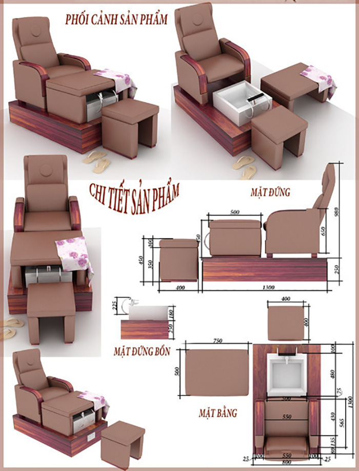 kích thước ghế nail