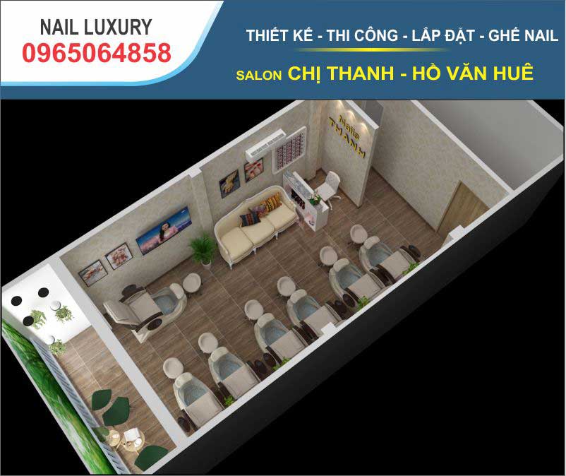 ghế Nail Pedicure trong thiết kế Salon Nail 