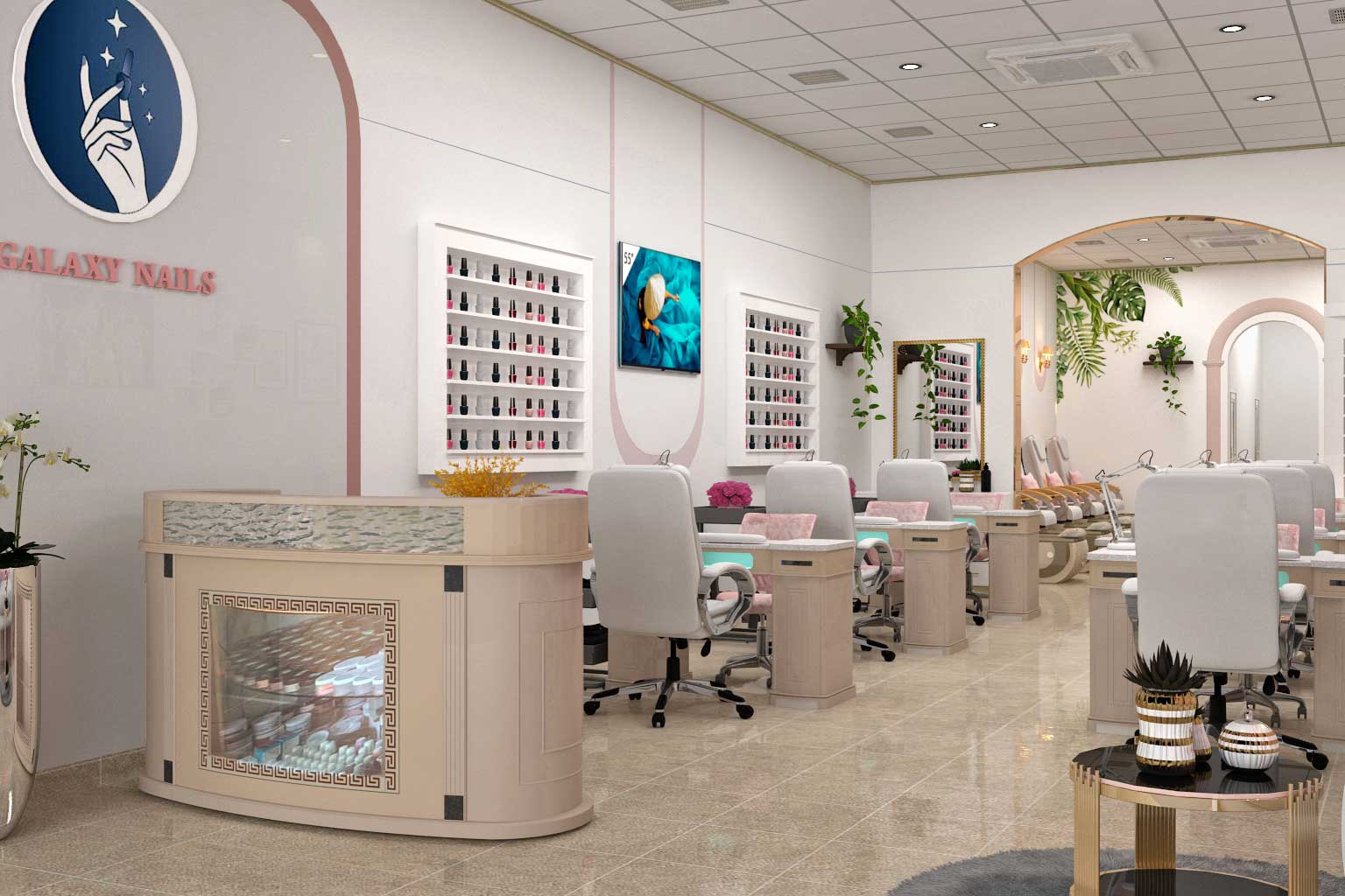 Ánh sáng trong thiết kế tiệm nail 