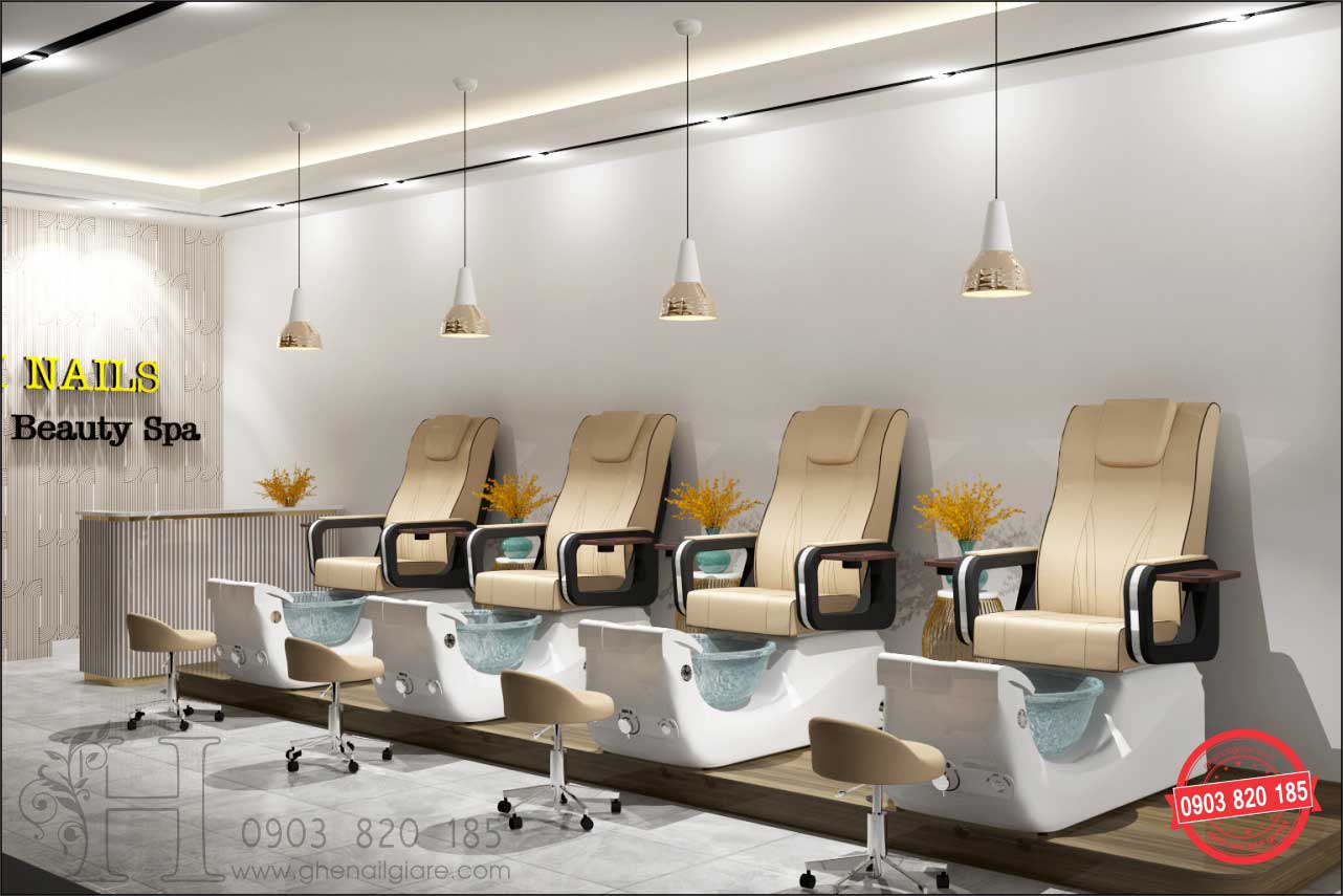 thiết kế tiệm nail với dòng ghế nail mới 